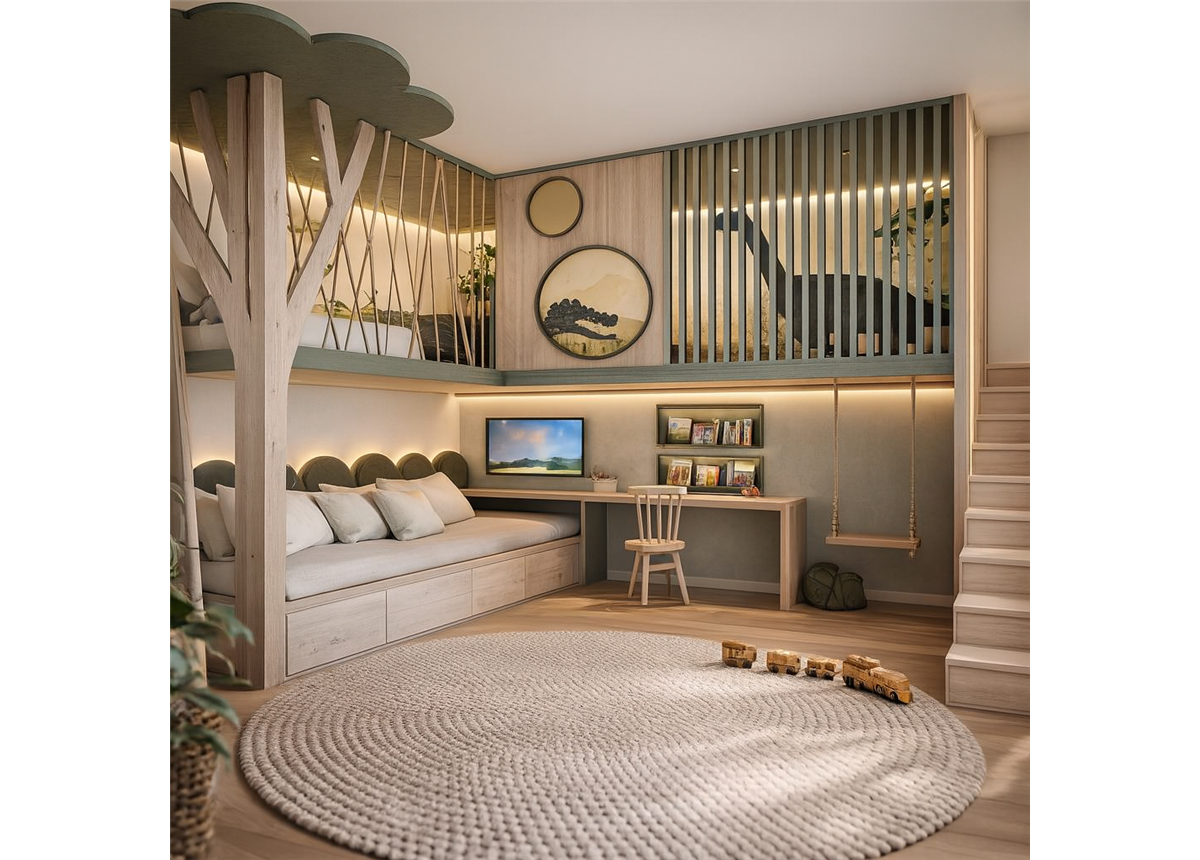 Двухъярусная кровать со спортивно игровой зоной Гавана Fmebel