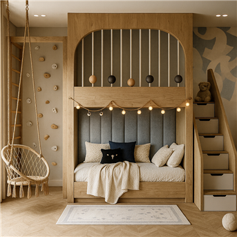 Двухъярусная кровать со спортивно игровой зоной Мельбурн Fmebel