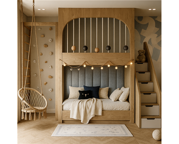 Двухъярусная кровать со спортивно игровой зоной Мельбурн Fmebel