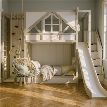 Двухъярусная кровать со спортивно игровой зоной Люксембург Fmebel