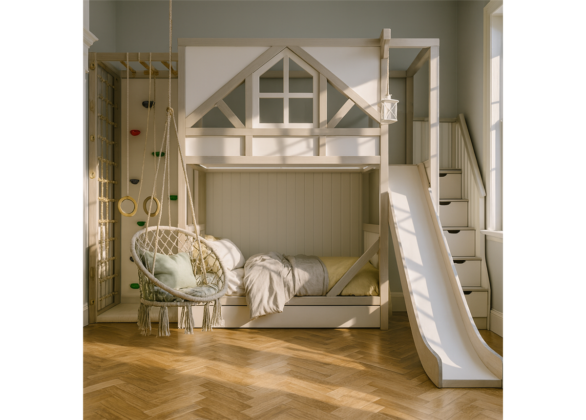 Двухъярусная кровать со спортивно игровой зоной Люксембург Fmebel