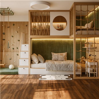 Двухъярусная кровать со спортивно игровой зоной Рига Fmebel