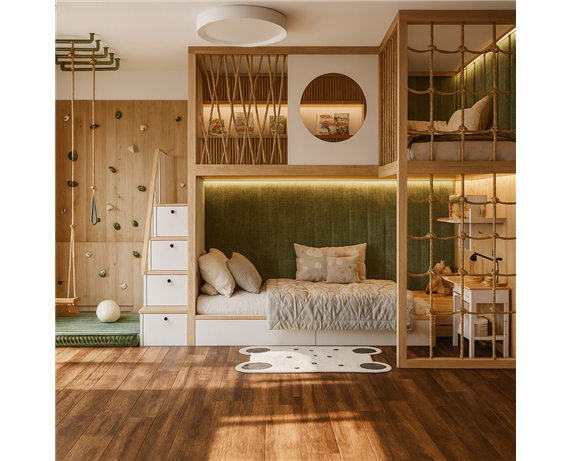 Двухъярусная кровать со спортивно игровой зоной Рига Fmebel