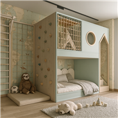 Двухъярусная кровать со спортивно игровой зоной Амстердам Fmebel