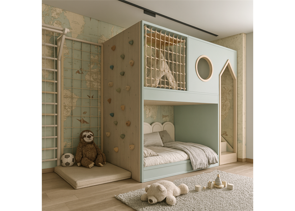 Двухъярусная кровать со спортивно игровой зоной Амстердам Fmebel