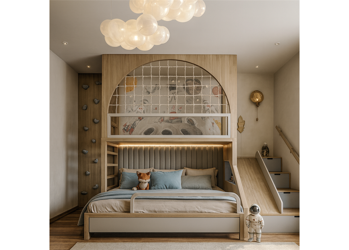 Двухъярусная кровать со спортивно игровой зоной Шеффилд Fmebel