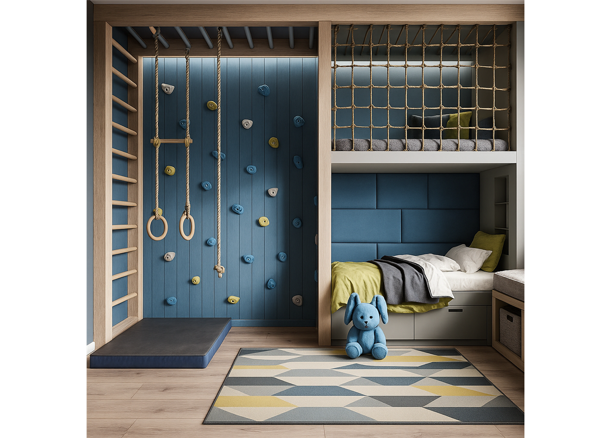 Двухъярусная кровать со спортивно игровой зоной Лион Fmebel