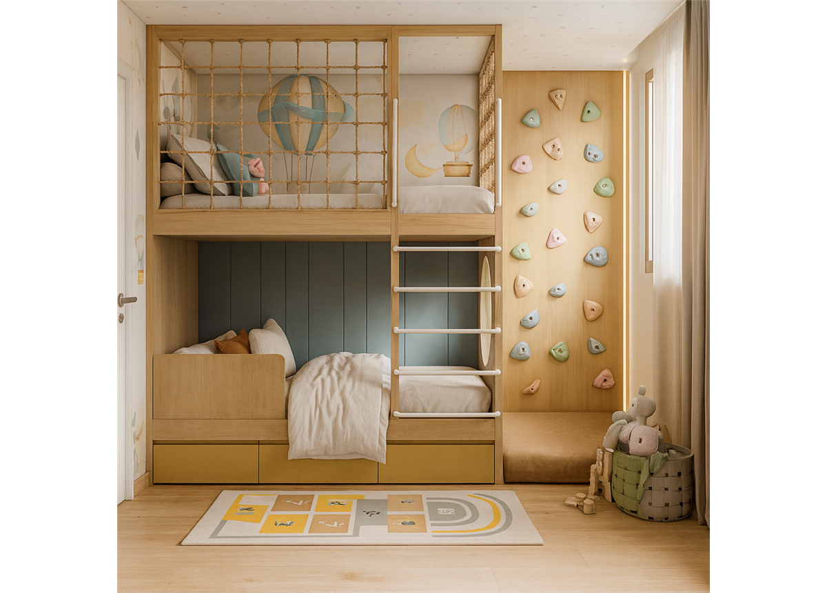 Двухъярусная кровать со спортивно игровой зоной Лондон Fmebel