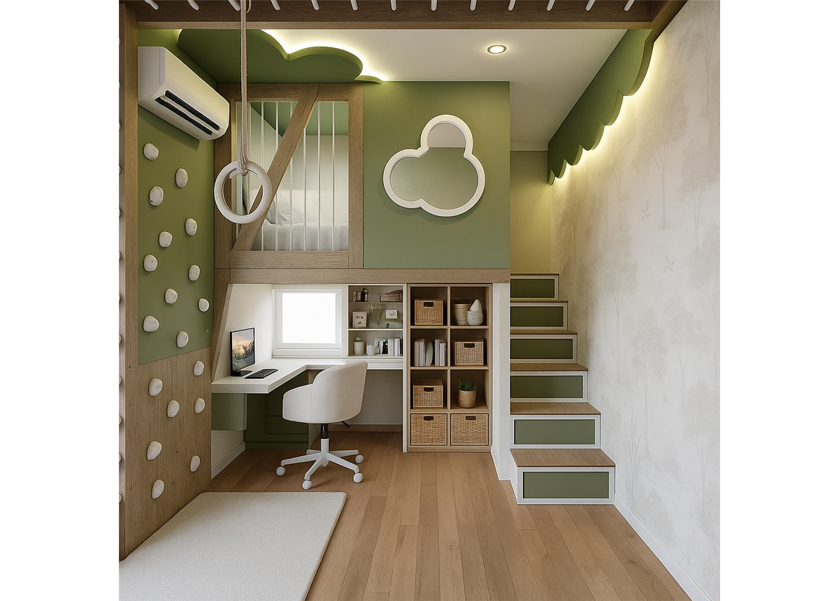 Кровать-чердак со спортивно игровой зоной Мюнхен Fmebel