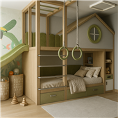 Двухъярусная кровать со спортивно игровой зоной Порту Fmebel