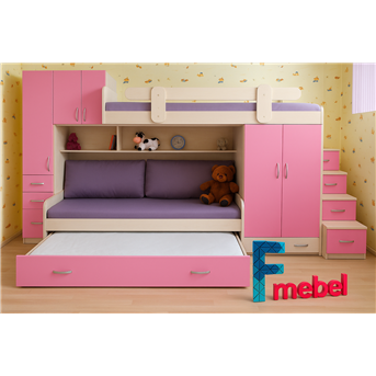 Двухъярусная кровать с дополнительным спальным местом Фарго Fmebel 80x190