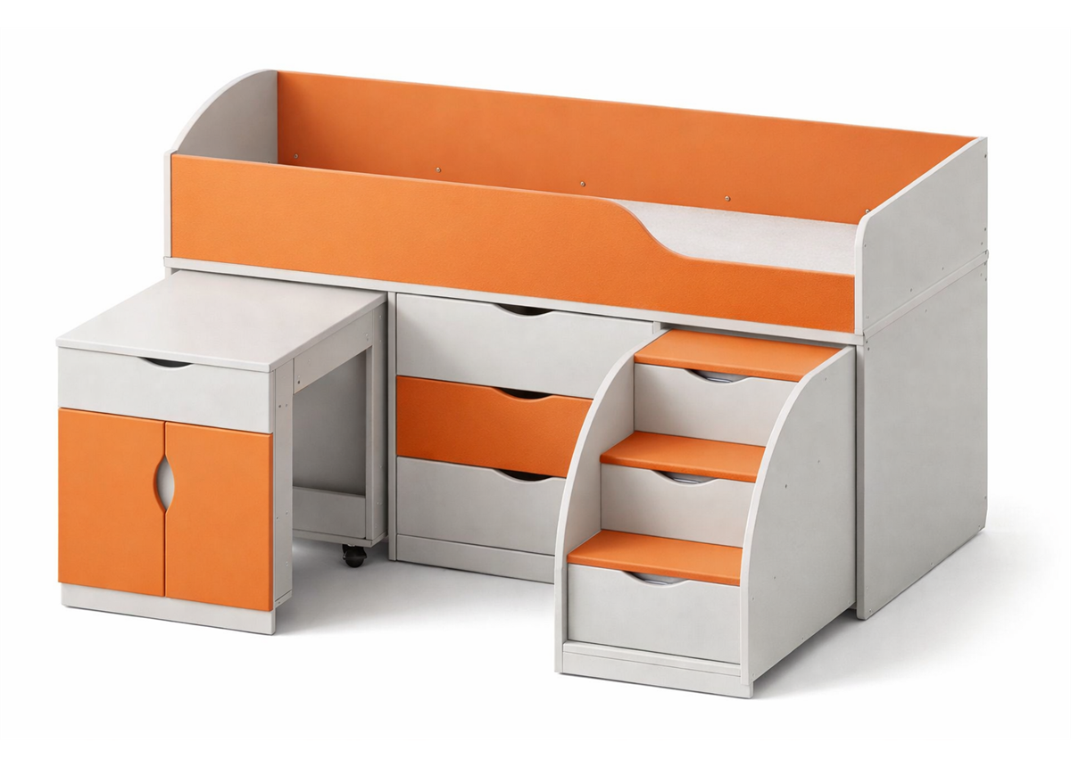 Распродажа Кровать-чердак со столом Вайоминг Fmebel 80х190 в комплектации стандарт+