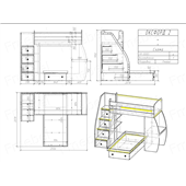 Кровать-чердак со столом двухместная Оксфорд-2 Fmebel