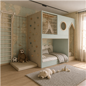 Двухъярусная кровать со спортивно игровой зоной Амстердам Fmebel