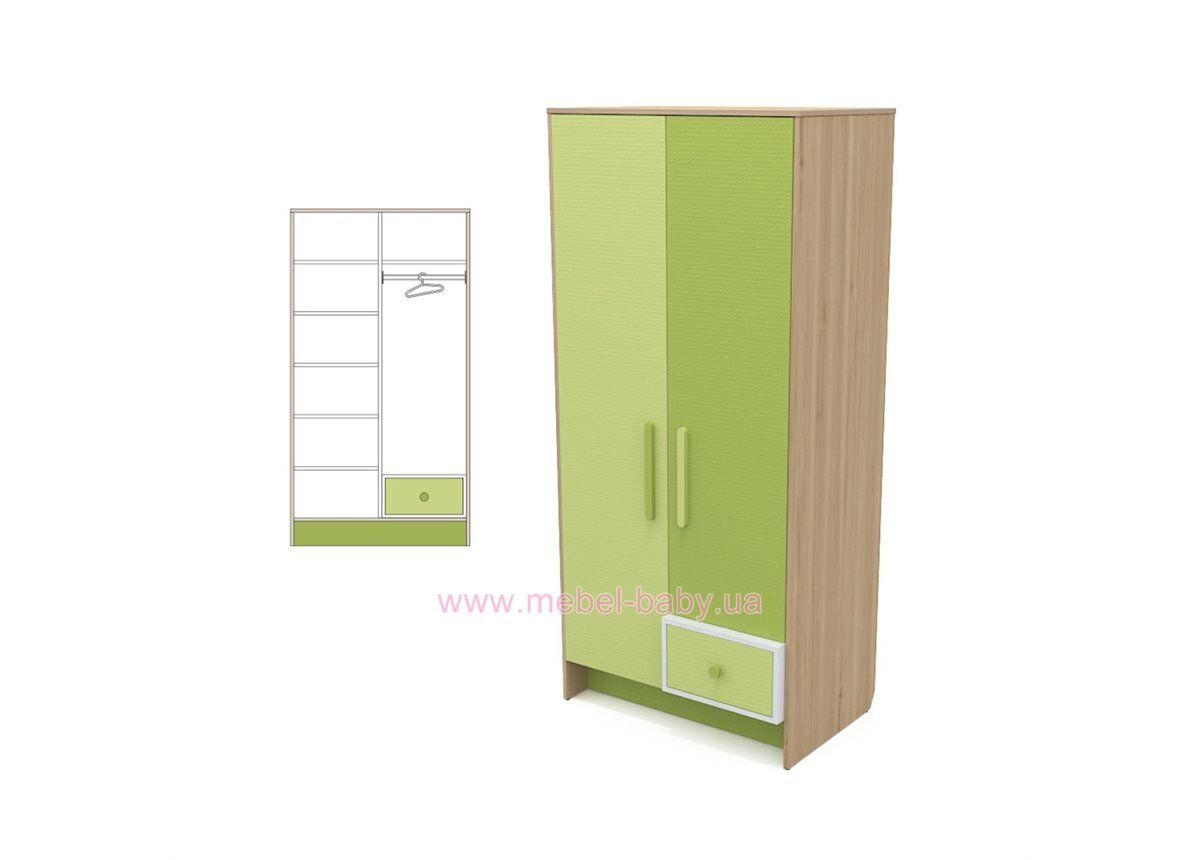 Двухдверный шкаф кв-02 Акварели Зеленые Двухдверный шкаф кв-02 Акварели Зеленые
