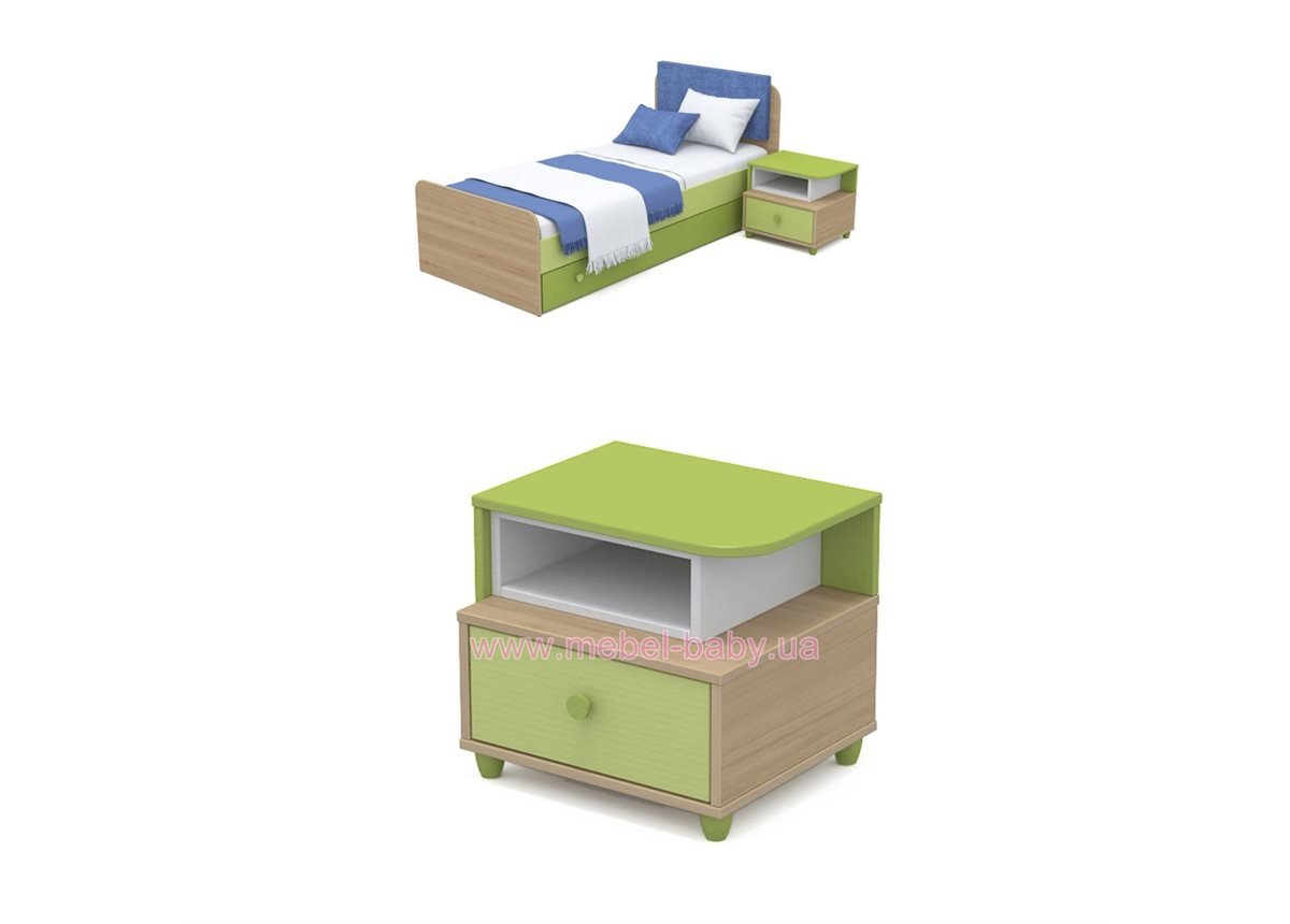 Прикроватная тумба кв-14 Акварели Зеленые