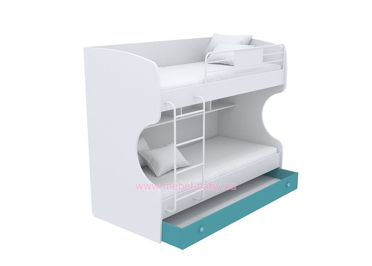 Выдвижной ящик для двухъярусной кровати большой кв-13-12 Акварели Бирюзовые