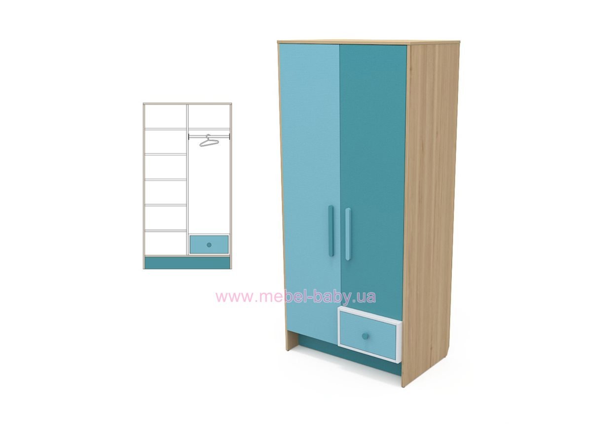 Двухдверный шкаф кв-02 Акварели Бирюзовые Двухдверный шкаф кв-02 Акварели Бирюзовые