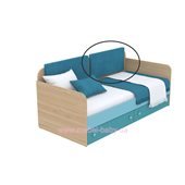 Мягкая накладка для кровати-дивана кв-11-3n Акварели Бирюзовые