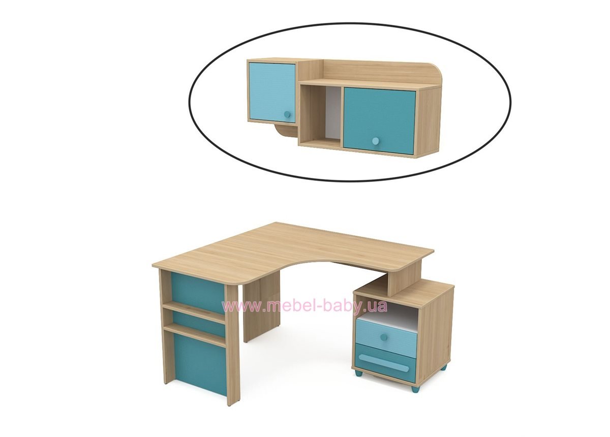 Навесная полка (большая) кв-19-2 Акварели Бирюзовые