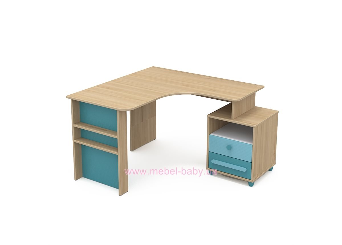 Письменный стол угловой кв-08-2 Акварели Бирюзовые
