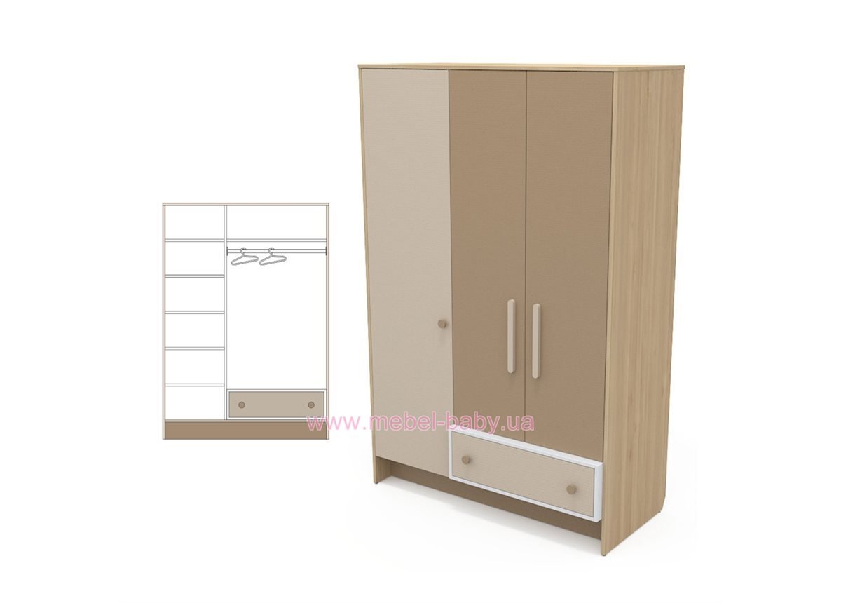 Трехдверный шкаф кв-03 Акварели Коричневые