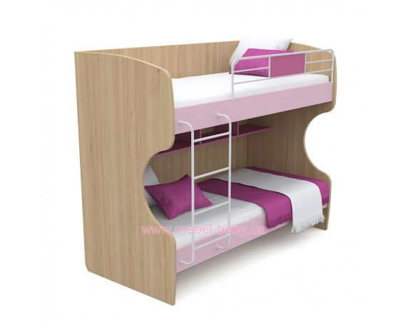 Двухъярусная кровать кв-12 Акварели Briz 90x190 Розовый ЛДСП