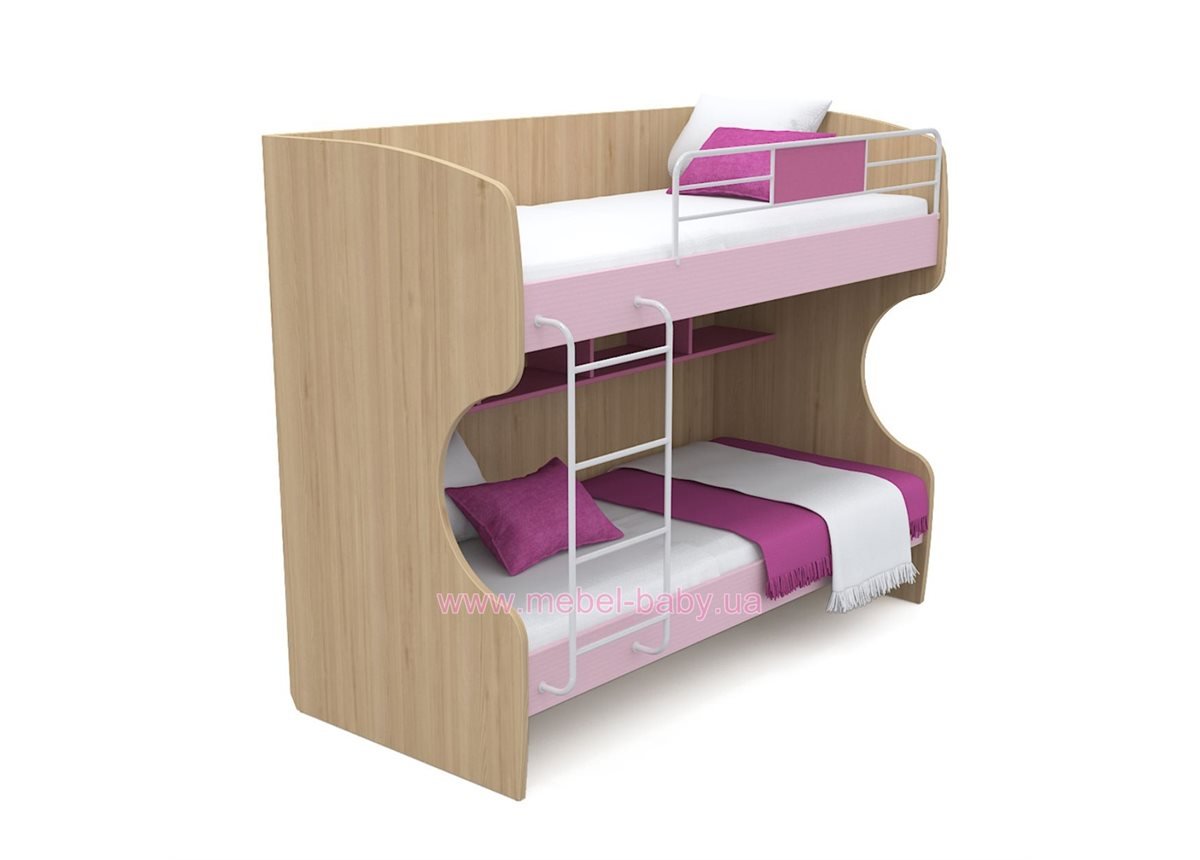 Двухъярусная кровать кв-12 Акварели Розовые
