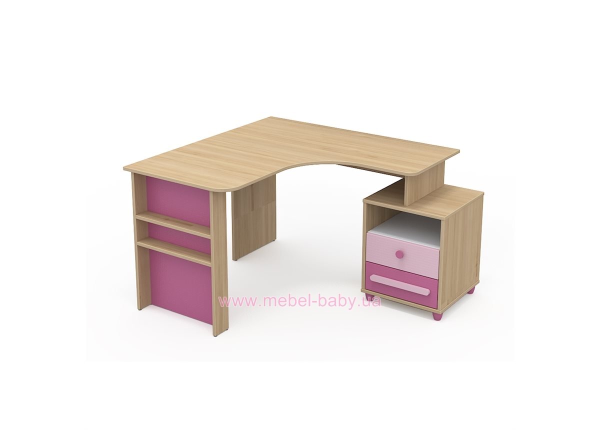 Письменный стол угловой кв-08-2 Акварели Розовые