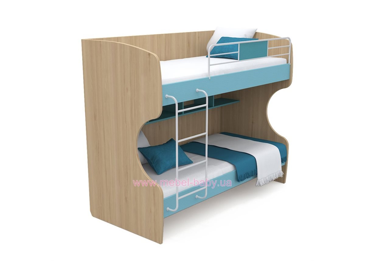 Двухъярусная кровать кв-12 Акварели Бирюзовые