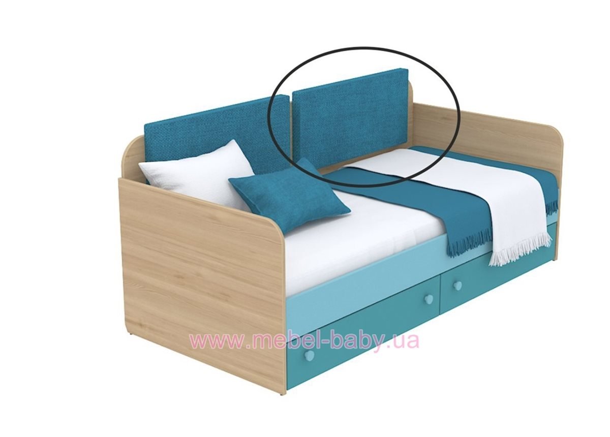 Мягкая накладка для кровати-дивана кв-11-7n Акварели Бирюзовые