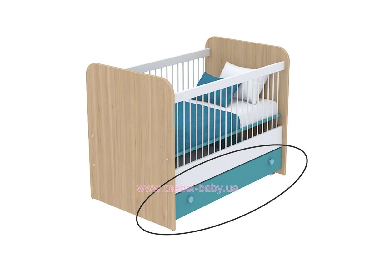 Выдвижной ящик для кровати для новорожденных кв-13-50 Акварели Бирюзовые