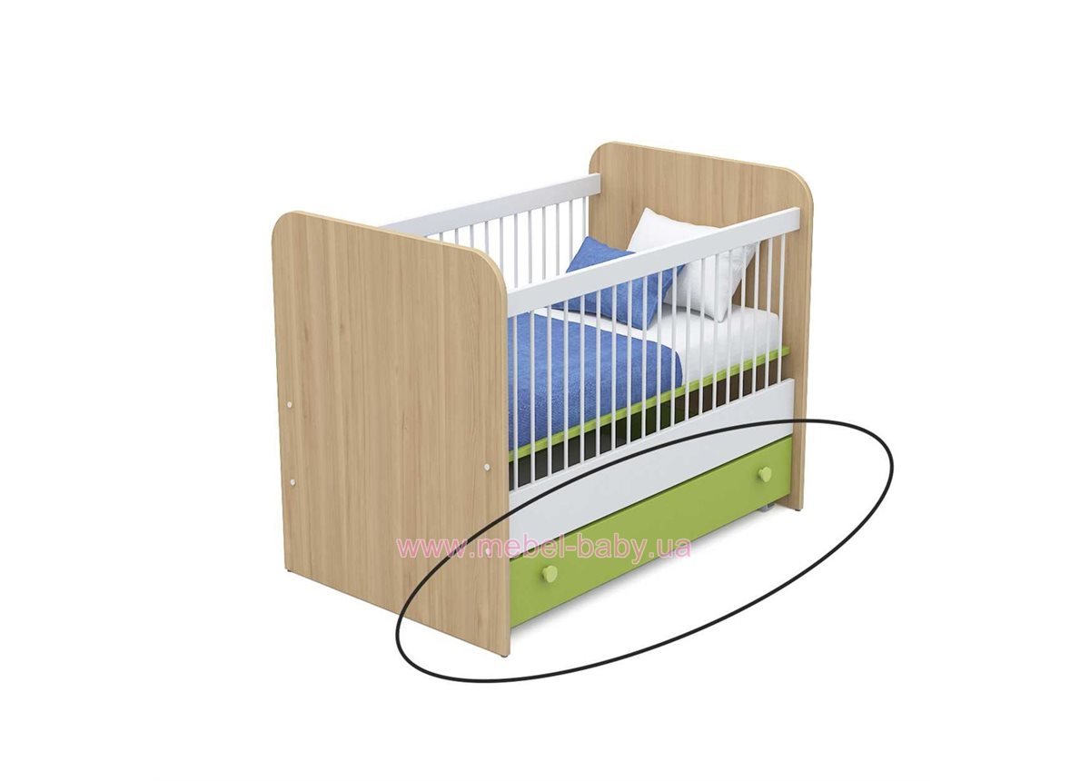 Выдвижной ящик для кровати для новорожденных кв-13-50 Акварели Зеленые